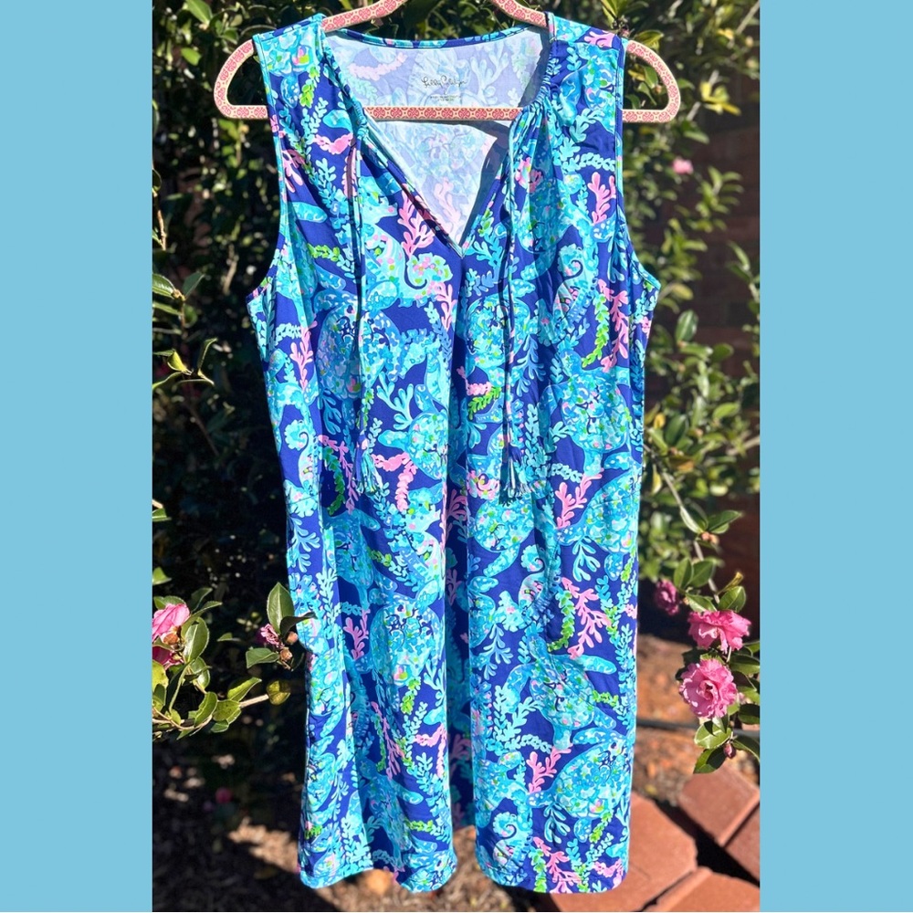 Lilly Pulitzer ⭐️ LIKE NEW⭐️ Johana Cover-Up Blue Turtle Villa Size L Dress